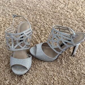 Caparros Glittering Silver Heels